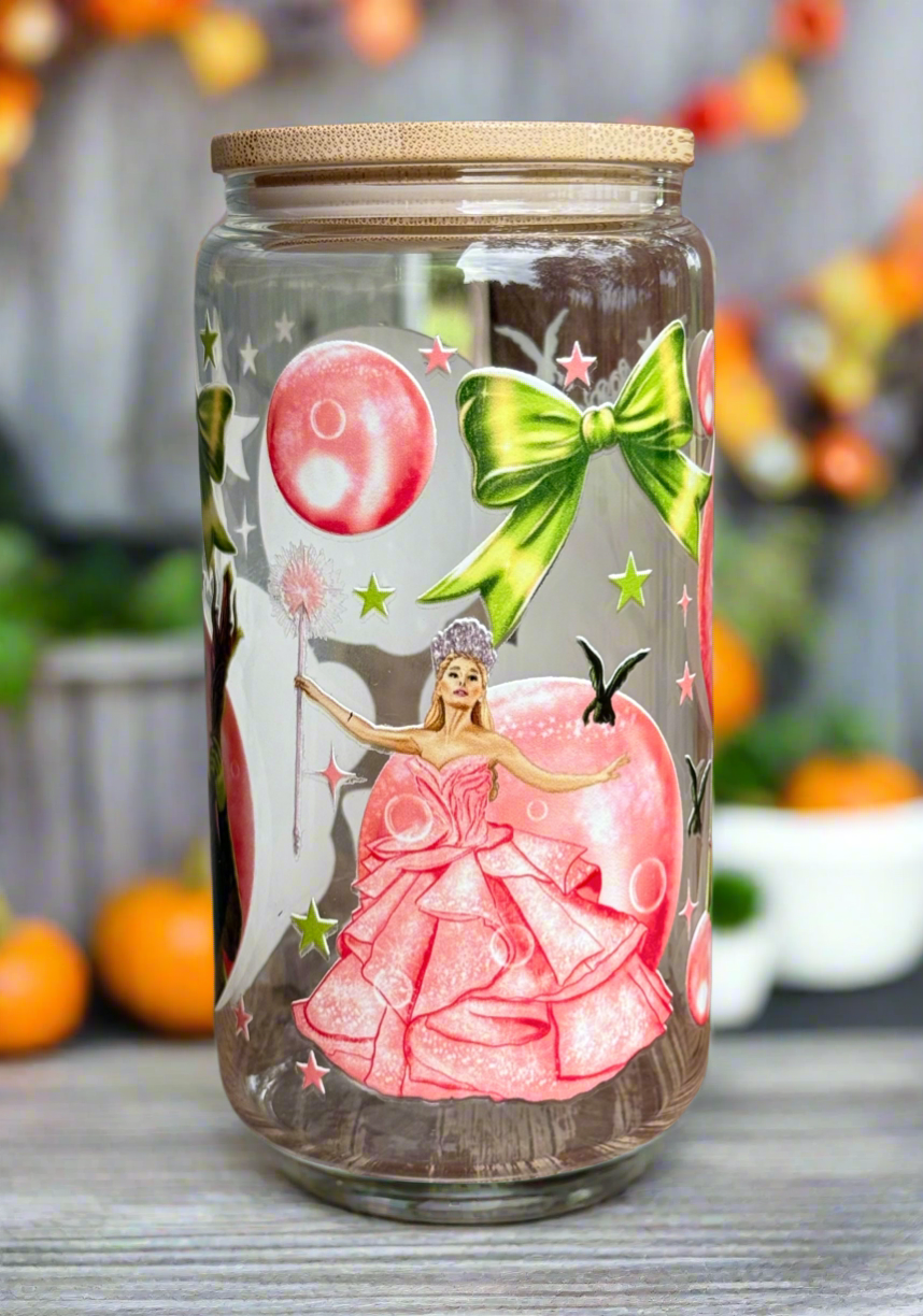 16oz Always Wicked Glass Can Tumbler with bamboo lid and straw
